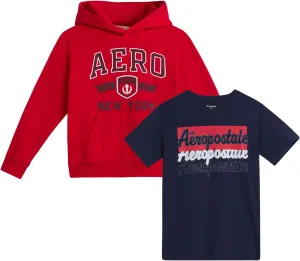 AEROPOSTALE Hoodie and T-Shirt Set - 2 Piece Pullover Hoodie Sweatshirt and Active Graphic Tee - Boys Activewear Tops (8-16)
