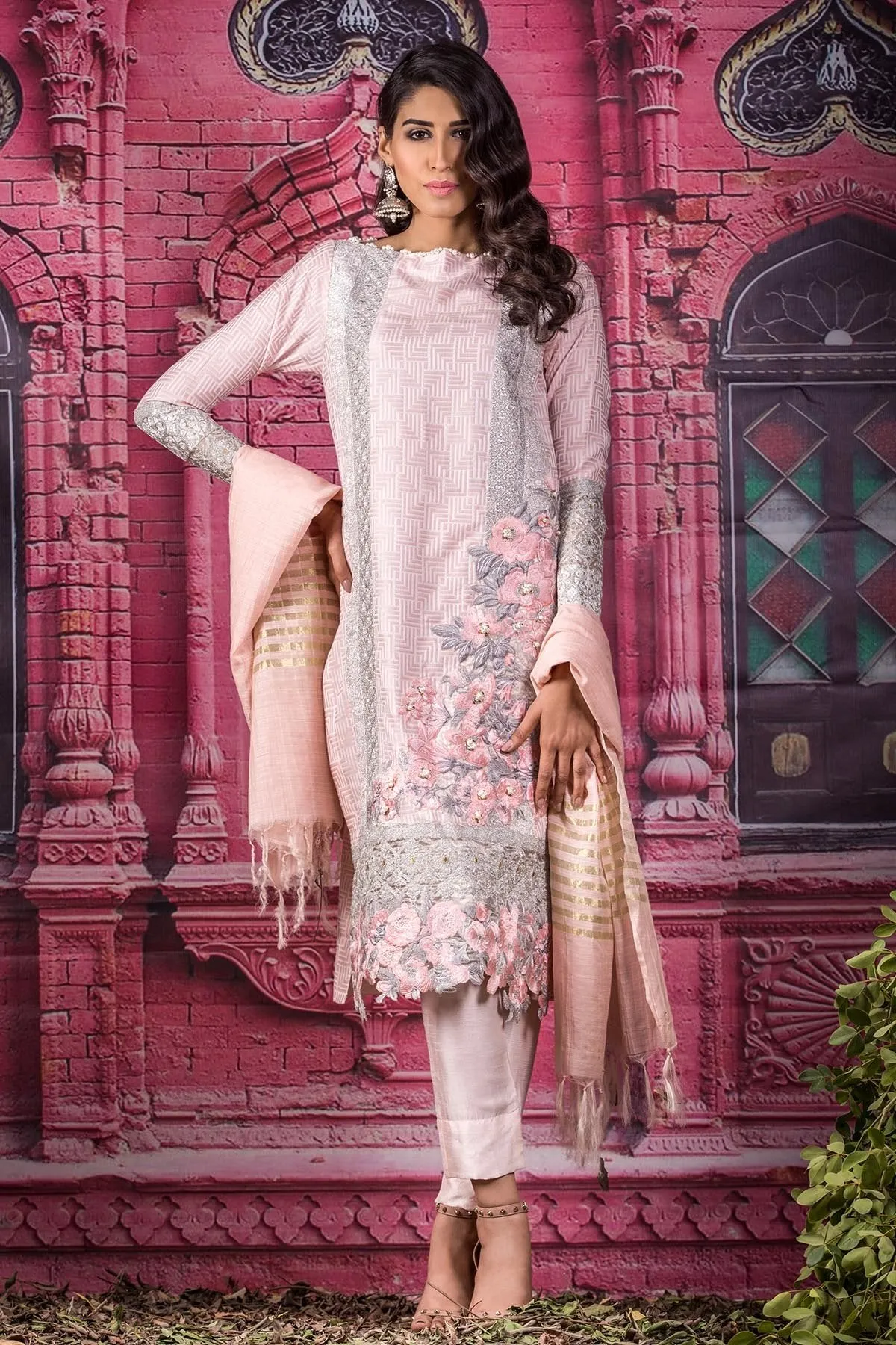 AlKaram Festive Embroidered Jacquard Collection 2018 – FC-01-18 Pink