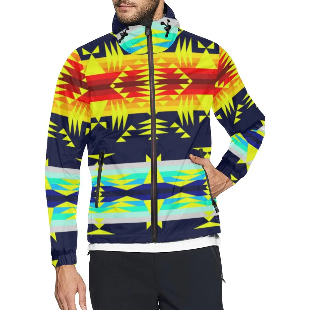 Between the Mountains Navy Yellow Unisex Windbreaker