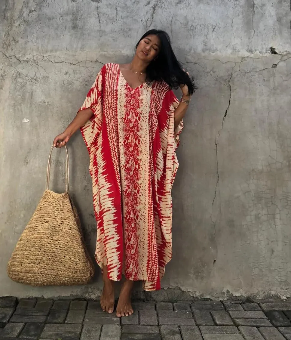 Bsubseach Kaftan Dresses for Women 2025 Plus Size Swimsuit Cover Up Tie Dye Caftan Maxi Dress Loungewear