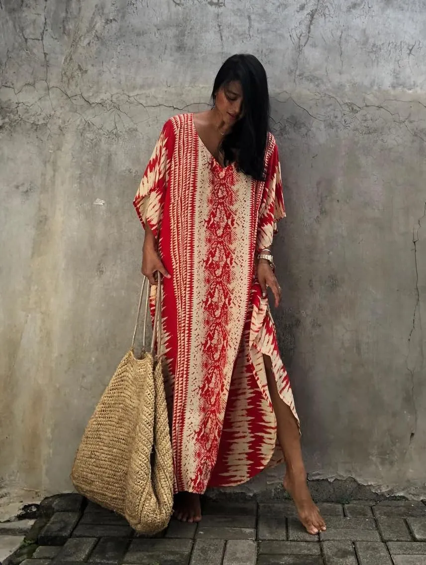 Bsubseach Kaftan Dresses for Women 2025 Plus Size Swimsuit Cover Up Tie Dye Caftan Maxi Dress Loungewear