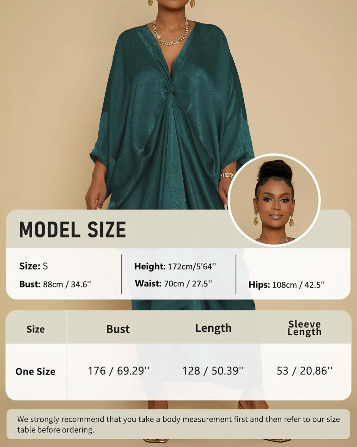 Bsubseach Kaftan Dresses for Women Satin V-Neck Caftans Coverups Long Dress Plus Size Beach Cover Up