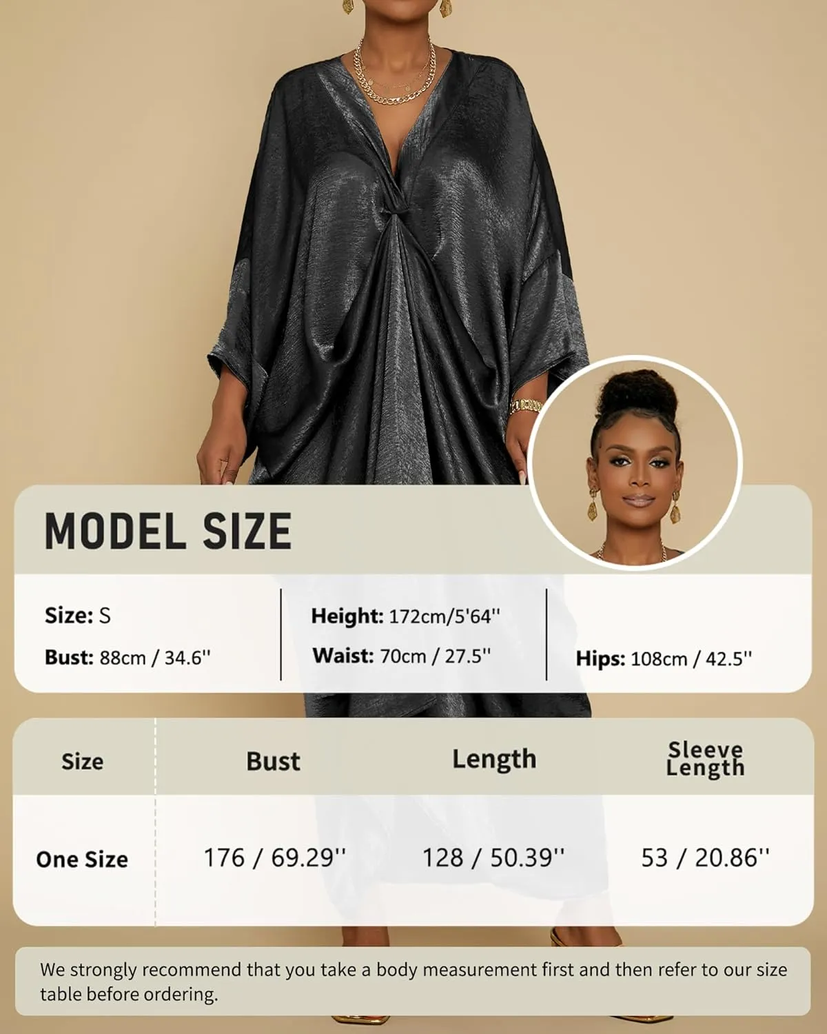 Bsubseach Kaftan Dresses for Women Satin V-Neck Caftans Coverups Long Dress Plus Size Beach Cover Up