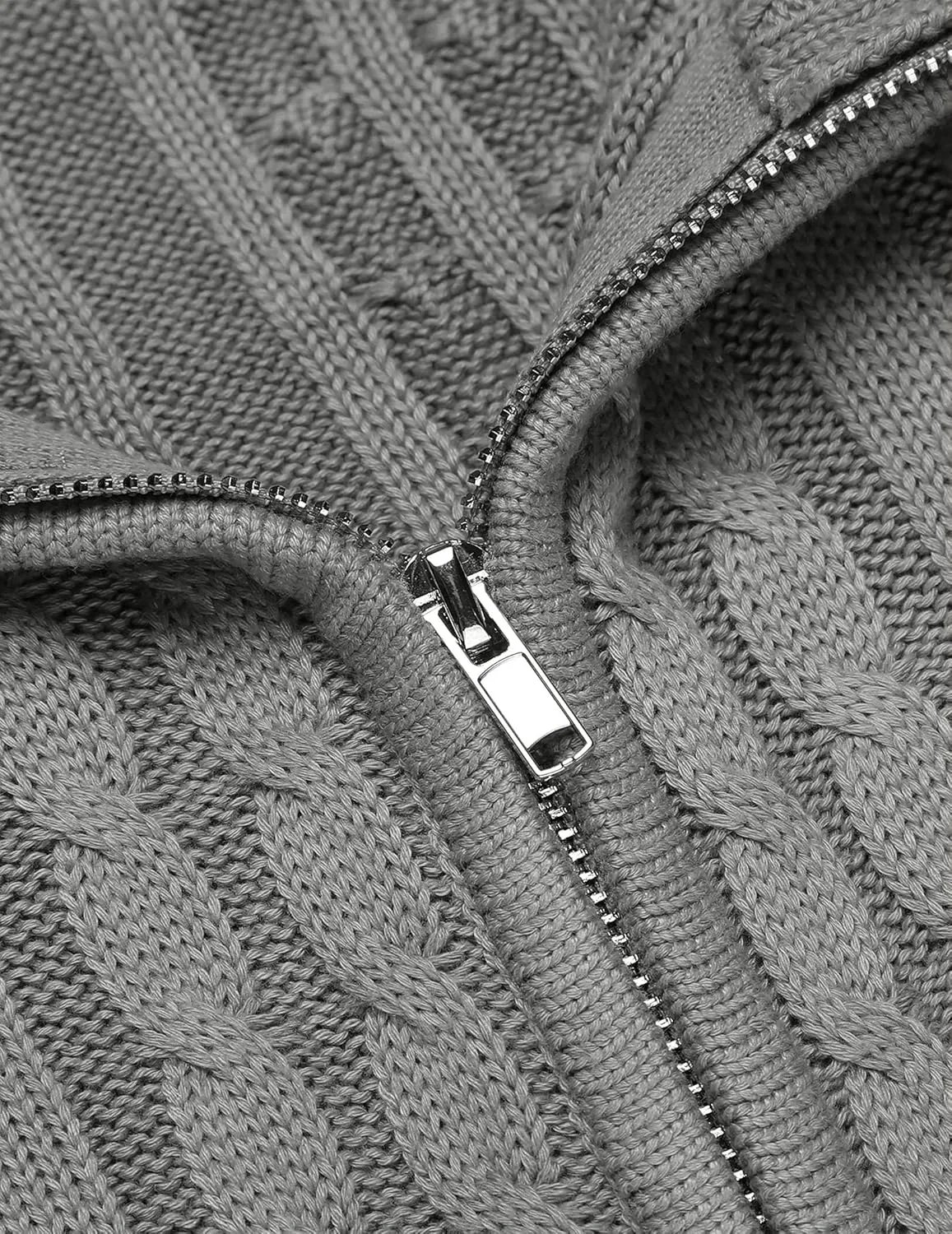 COOFANDY Men's Full Zip Cardigan Sweater Slim Fit Cable Knitted Zip Up Sweater with Pockets