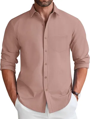 COOFANDY Men's Long Sleeve Button Down Shirt Wrinkle Free Untucked Dress Shirt Casual Denim Shirt