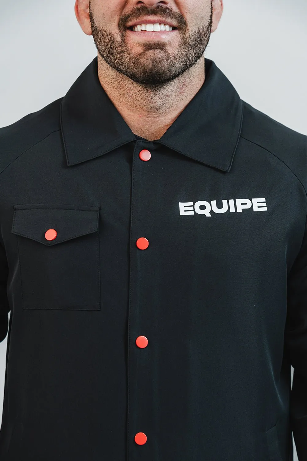 Equipe Button Down Windbreaker - Black