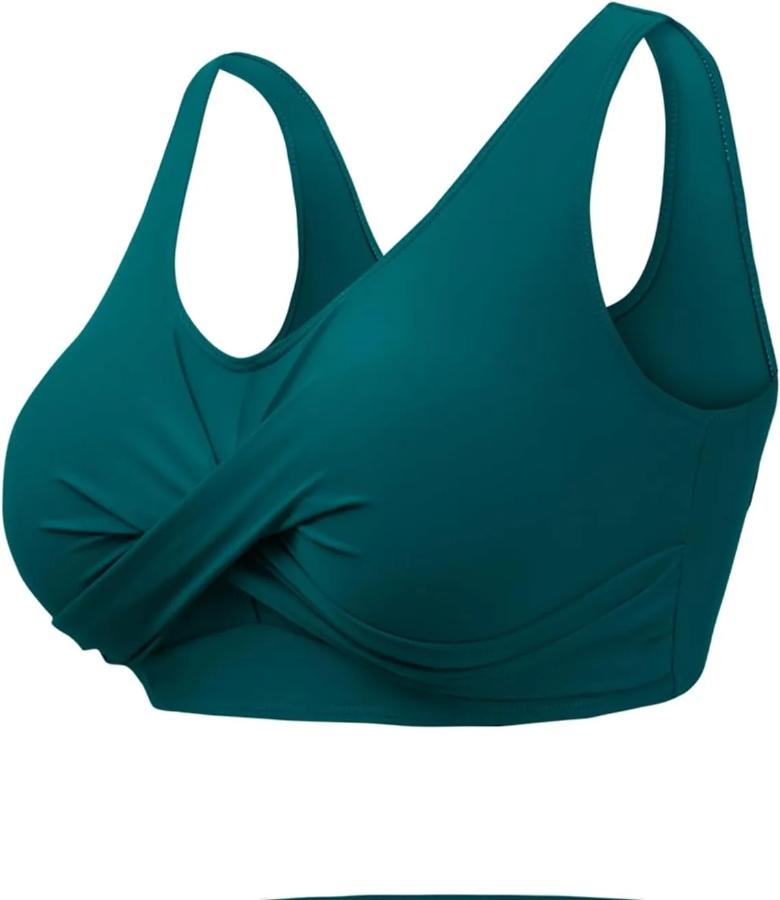 Fanuerg Women's Twist Front Bikini Top V Neck Push Up Padded Swimsuit Top Bathing Suits