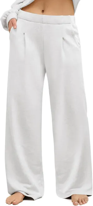 HeSaYep Women's Wide Leg Sweatpants Baggy Straight Leg Sweat Pants Elastic High Waisted Loose Pants with Pockets