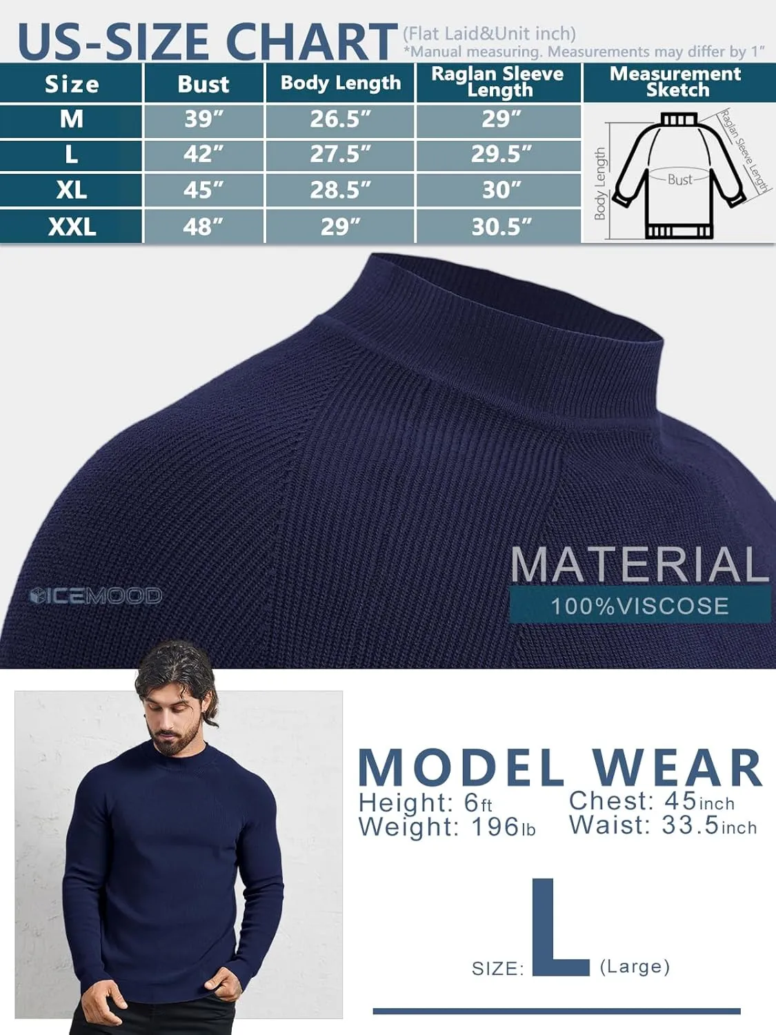 Mens Mock Neck Sweater Slim Fit Half Turtleneck Knit Sweaters Short Turtle Neck Lightweight Long Sleeve