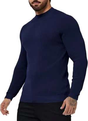 Mens Mock Neck Sweater Slim Fit Half Turtleneck Knit Sweaters Short Turtle Neck Lightweight Long Sleeve