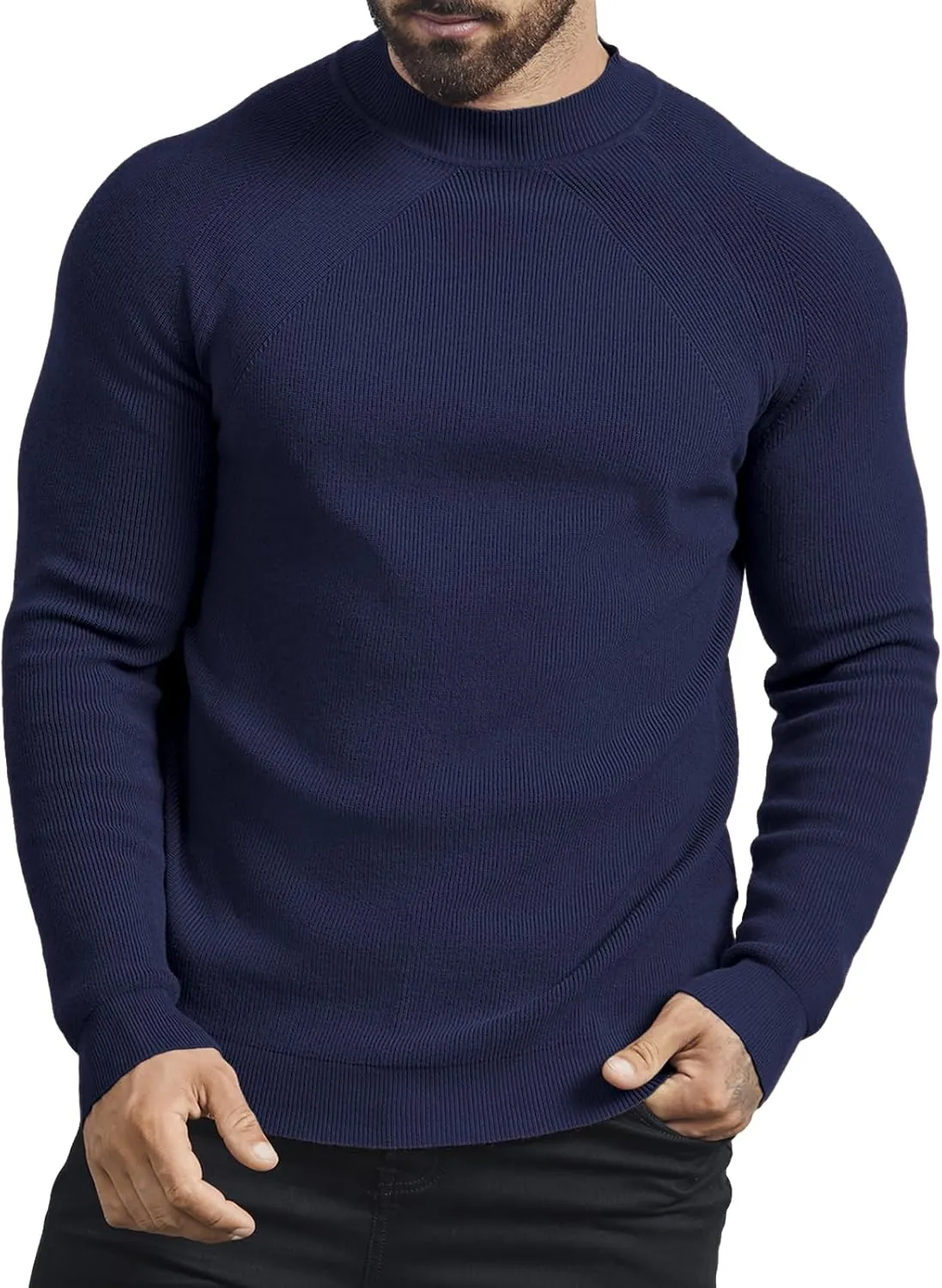 Mens Mock Neck Sweater Slim Fit Half Turtleneck Knit Sweaters Short Turtle Neck Lightweight Long Sleeve