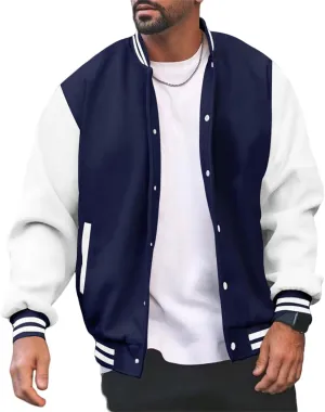 Men's Varsity Letterman Jacket College Baseball High School Bomber Jacket Lightweight Slim Fit Jackets for Men Women