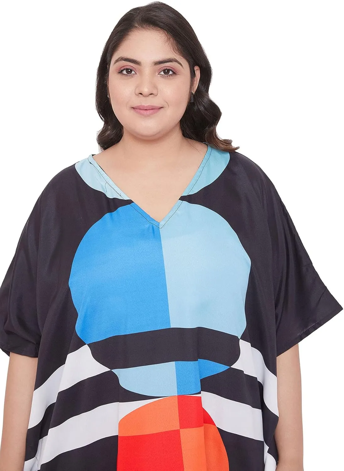 Oussum Women Polyester Casual Kaftan Long Plus Size Summer Beach Caftan Cover Ups Maxi Dresse for Ladies