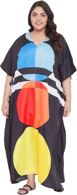 Oussum Women Polyester Casual Kaftan Long Plus Size Summer Beach Caftan Cover Ups Maxi Dresse for Ladies