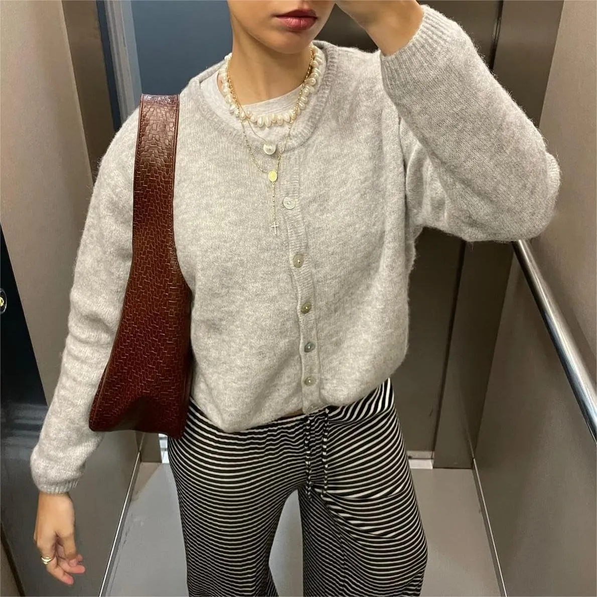 Sastianaen Women Y2k Cardigan Sweater Long Sleeve Button Down Cropped Sweater Coat Knit Lady Jacket 2024 Outwear