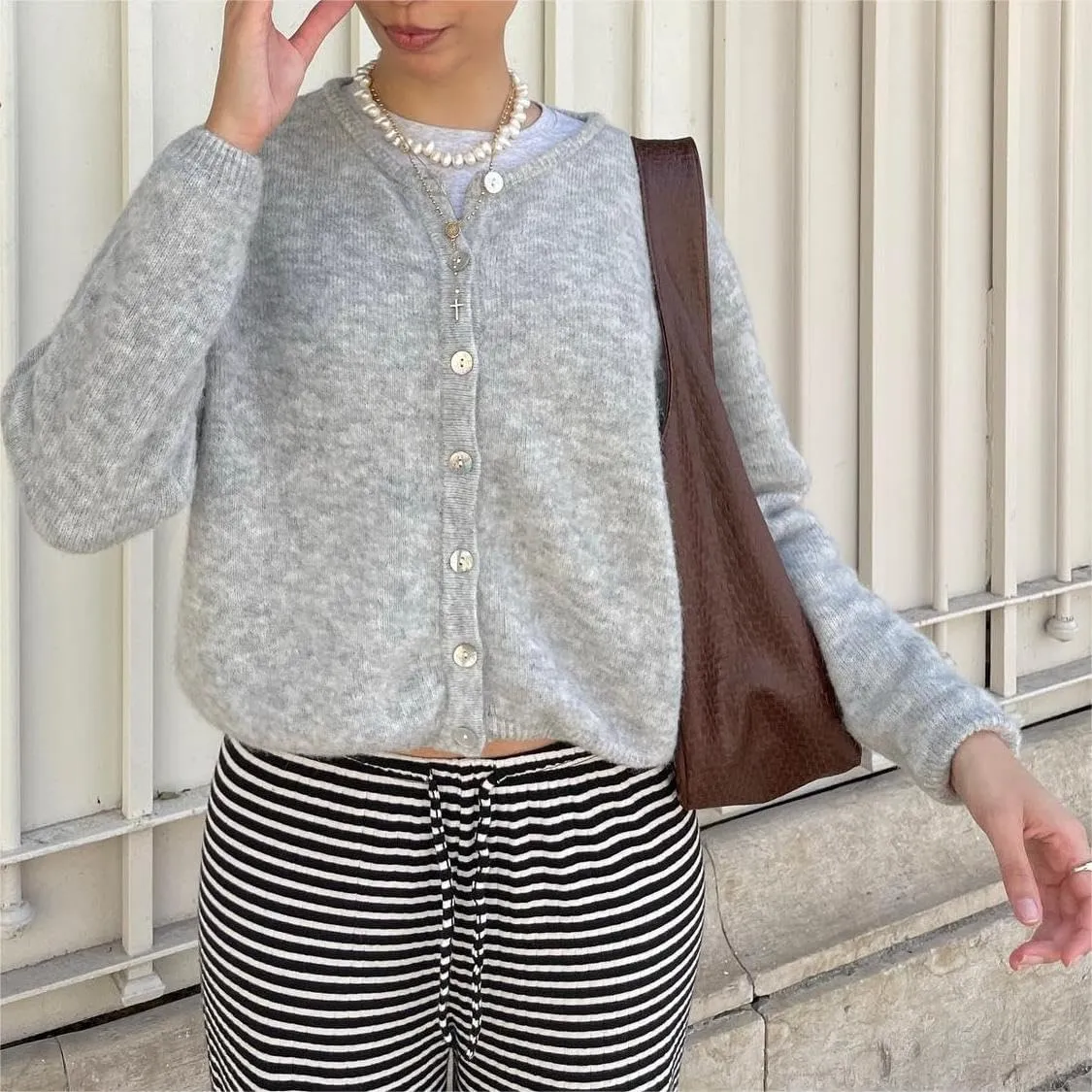 Sastianaen Women Y2k Cardigan Sweater Long Sleeve Button Down Cropped Sweater Coat Knit Lady Jacket 2024 Outwear