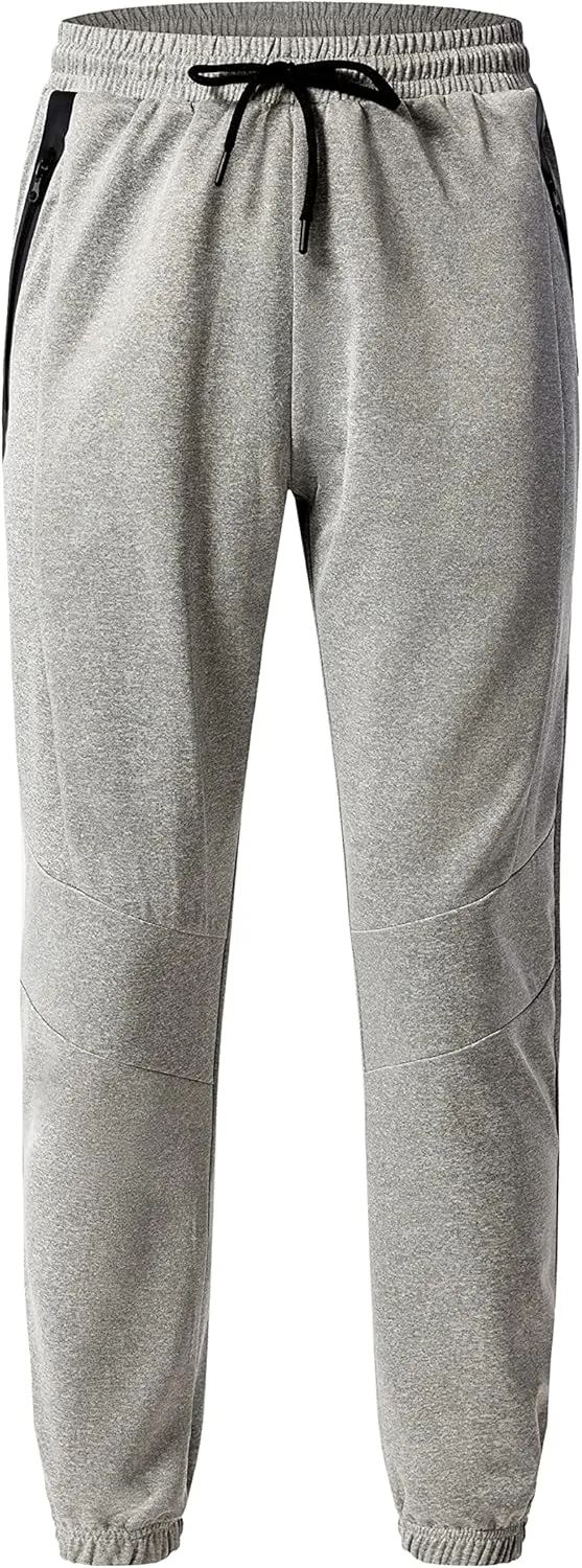 URBEX Mens Sweatpants with Zipper Pockets, Elastic Bottom Joggers Pants for Gym Running Workout Training
