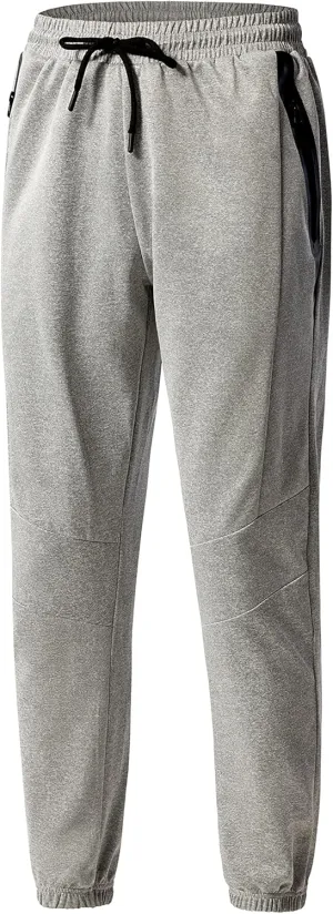 URBEX Mens Sweatpants with Zipper Pockets, Elastic Bottom Joggers Pants for Gym Running Workout Training