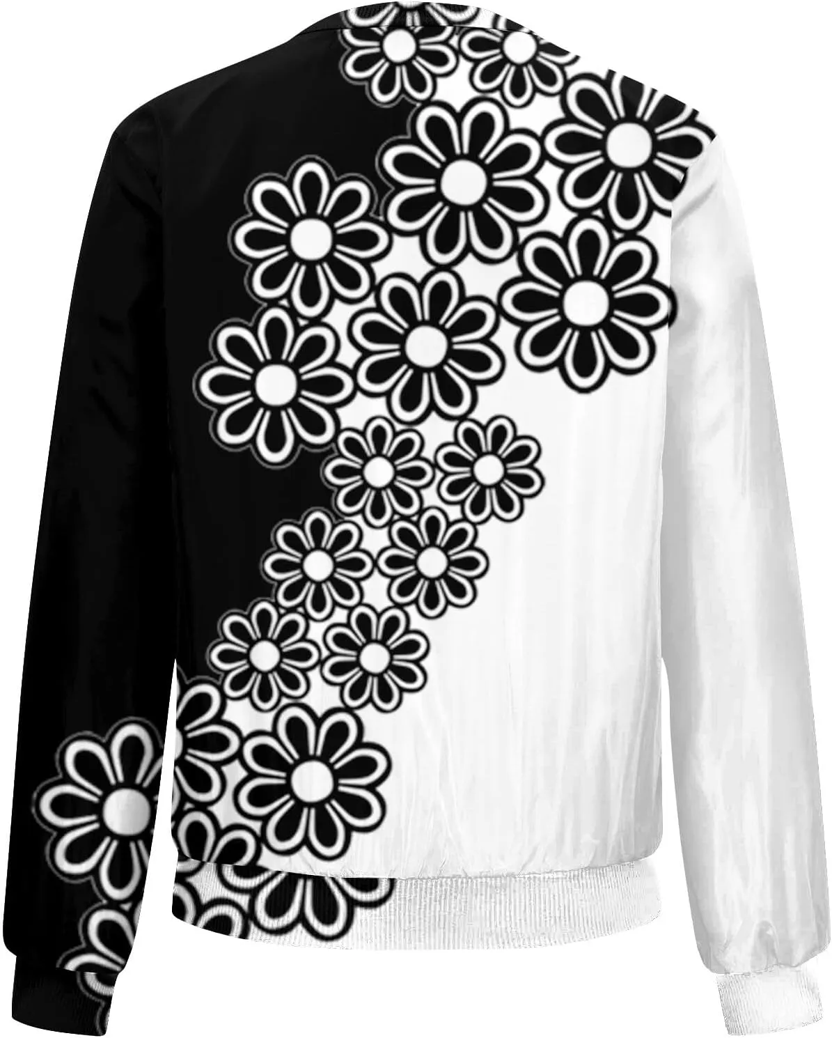 Womens Fashion Fall Bomber Jacket Casual Lightweight Coat Dressy Floral Printed Zip Up Outwear Gifts for Women